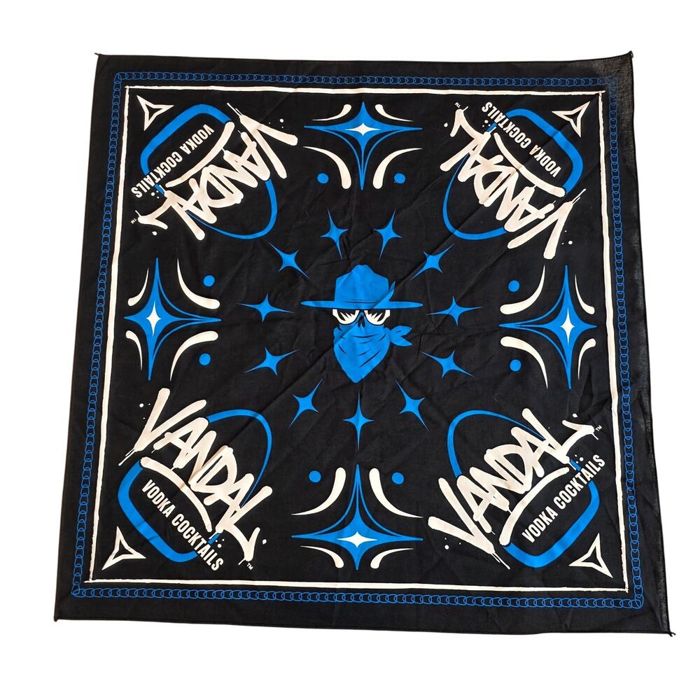Vandal‎ Vodka Cocktails Graphic Bandana Black Blue Promo Kerchief